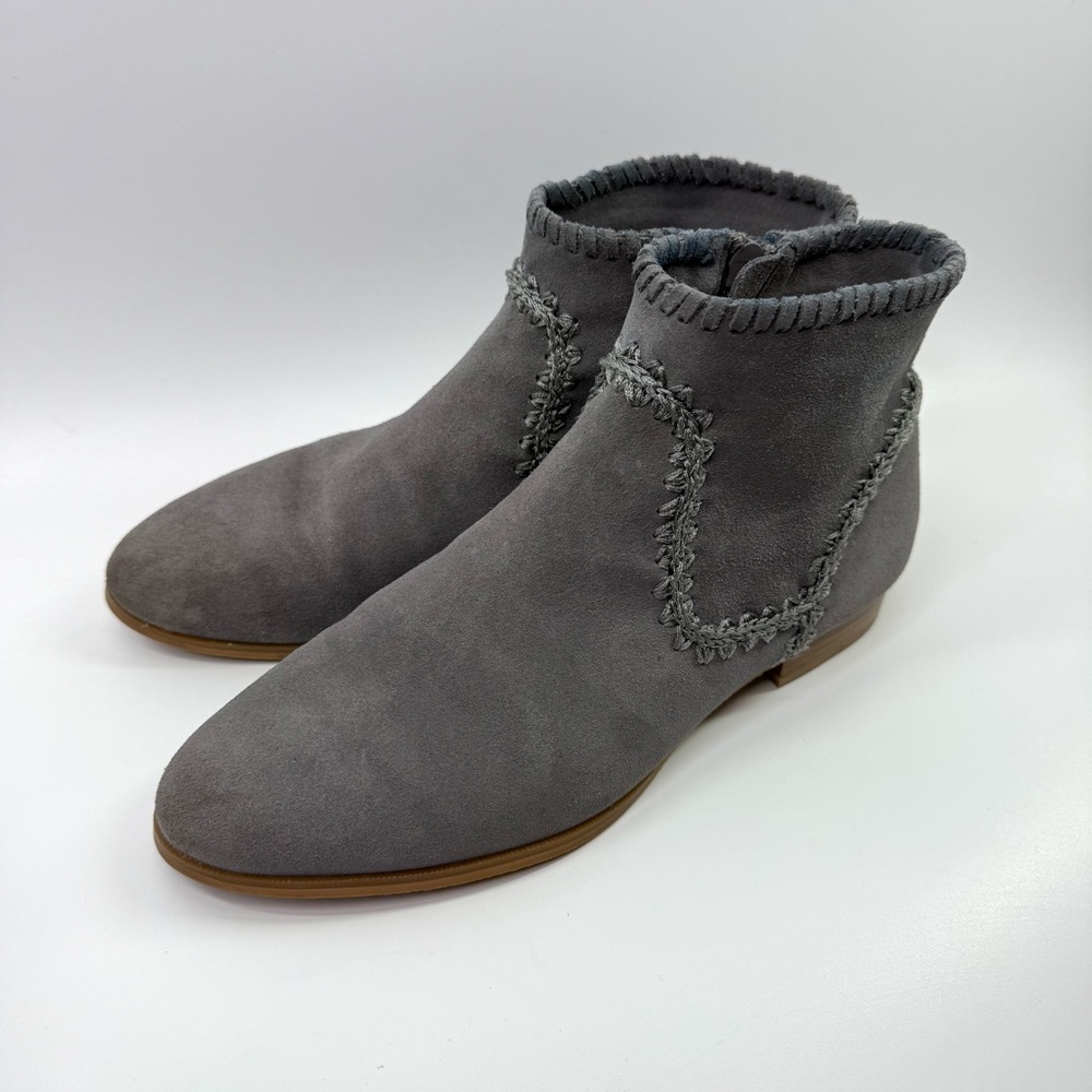 Jack Rogers Gemma Embellished Suede Ankle Booties Gray 8